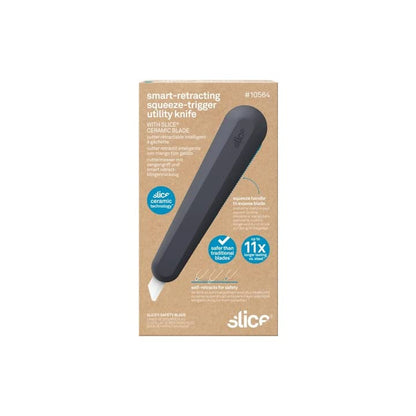 Slice 10563 Smart-Retracting Squeeze-Trigger Utility Knife, Safer Choice, Never Rusts, Lasts 11x Longer Than Metal, Finger Friendly Ceramic Blade, 1 Pack
