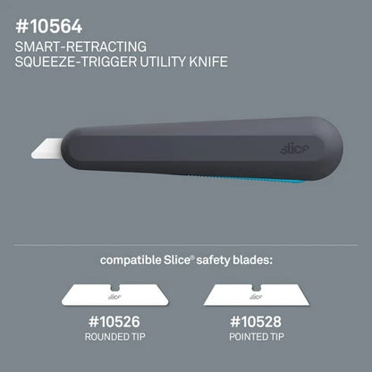 Slice 10563 Smart-Retracting Squeeze-Trigger Utility Knife, Safer Choice, Never Rusts, Lasts 11x Longer Than Metal, Finger Friendly Ceramic Blade, 1 Pack