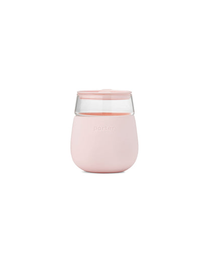 W&P Porter Glass Wide Mouth Bottle w/ Protective Silicone Sleeve | Blush 16 Ounces | On-the-Go | Reusable Bottle | Portable and Lightweight | Dishwasher Safe