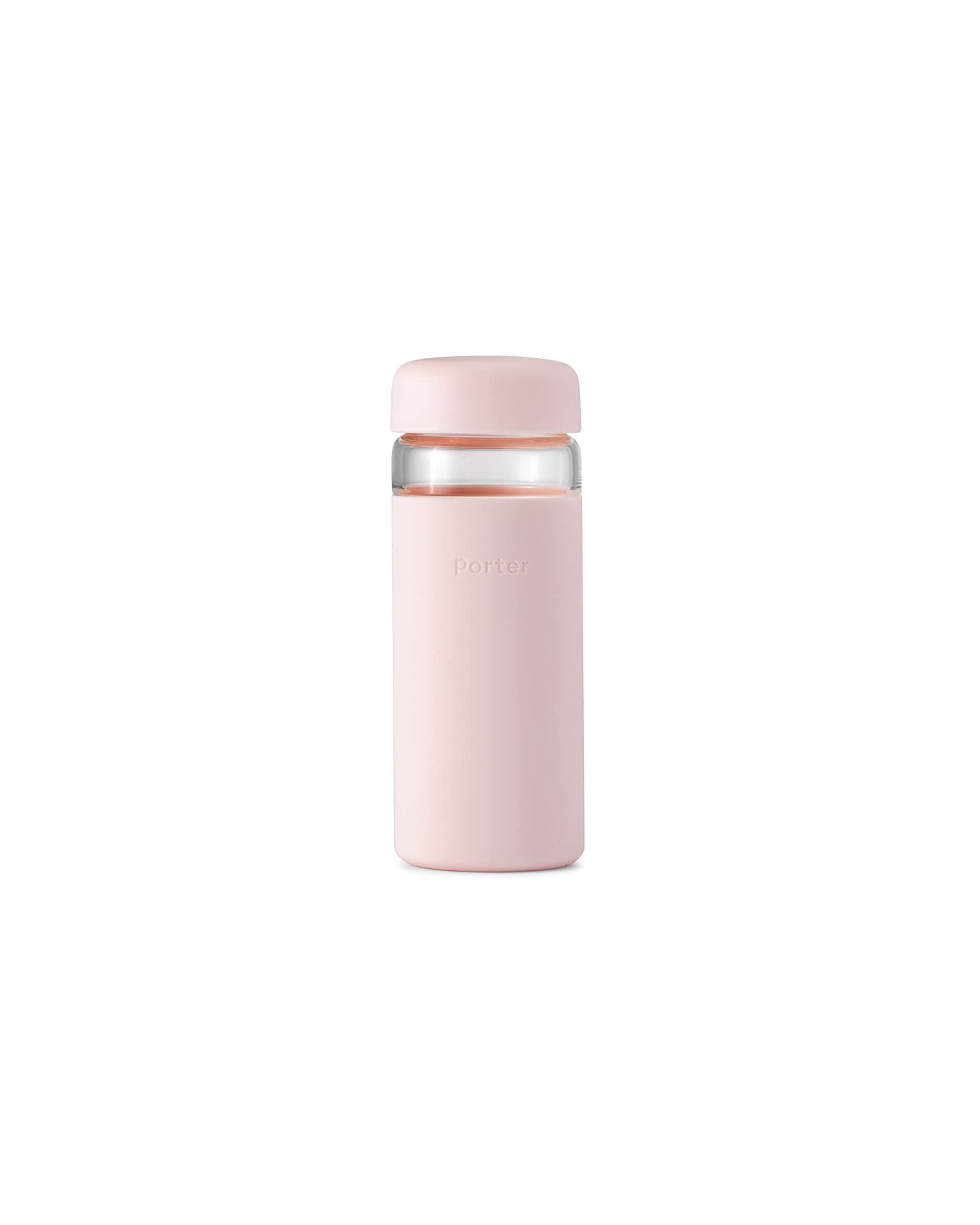 W&P Porter Glass Wide Mouth Bottle w/ Protective Silicone Sleeve | Blush 16 Ounces | On-the-Go | Reusable Bottle | Portable and Lightweight | Dishwasher Safe