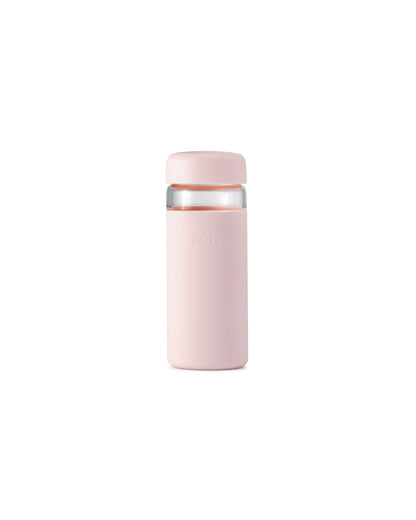 W&P Porter Glass Wide Mouth Bottle w/ Protective Silicone Sleeve | Blush 16 Ounces | On-the-Go | Reusable Bottle | Portable and Lightweight | Dishwasher Safe