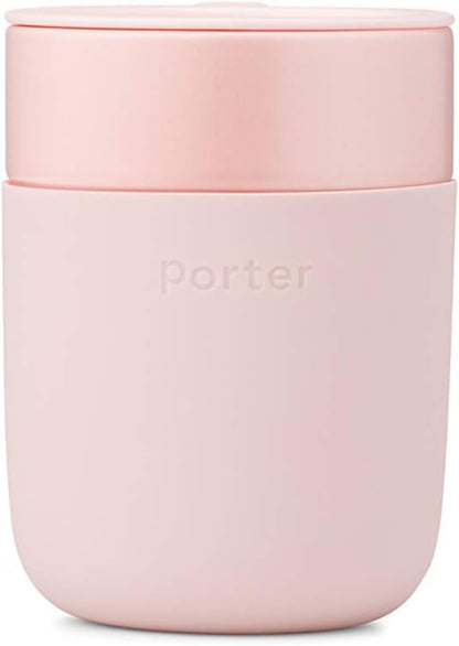 W&P Porter Ceramic Mug w/ Protective Silicone Sleeve, Cream 12 Ounces | On-the-Go | No Seal Tight | Reusable Cup for Coffee or Tea | Portable | Dishwasher Safe (WP-PMC-CM)