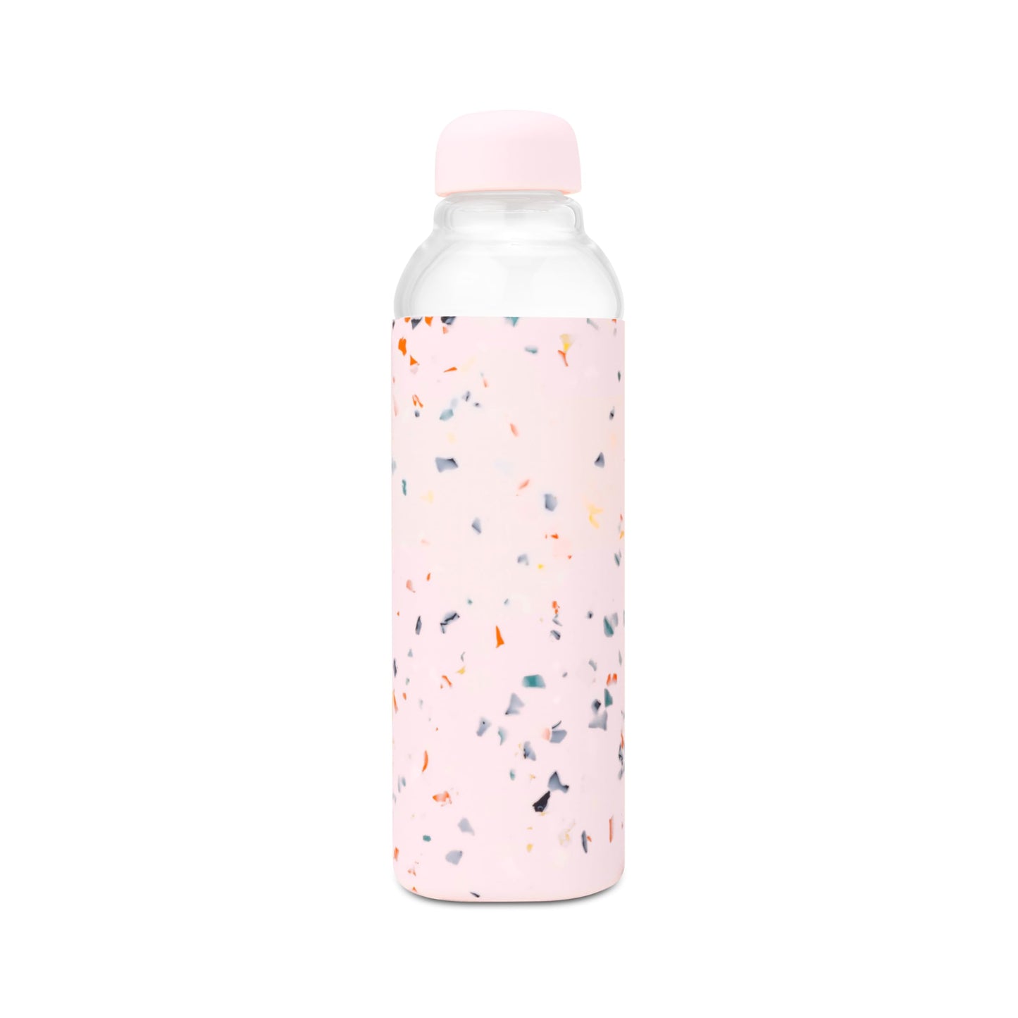 W&P Porter Glass Wide Mouth Bottle w/ Protective Silicone Sleeve | Blush 16 Ounces | On-the-Go | Reusable Bottle | Portable and Lightweight | Dishwasher Safe