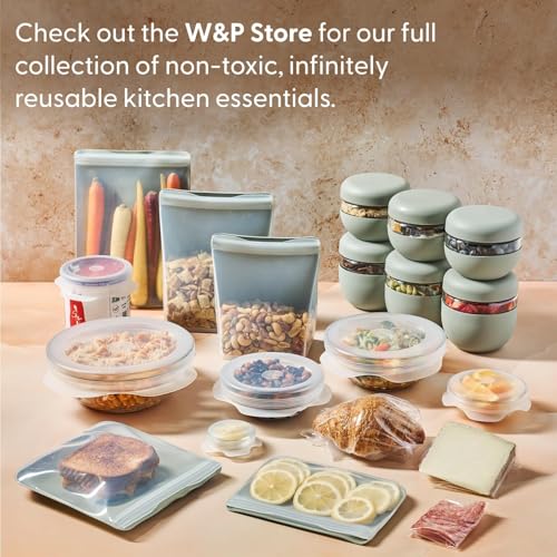 W&P Porter Ceramic Bowl Lunch Container w/ Protective Non-slip Exterior, Mint 1 Liter | Lid & Snap-tight Silicone Strap | Food Storage, Bento Box, Meal Prep | BPA-Free Ceramic
