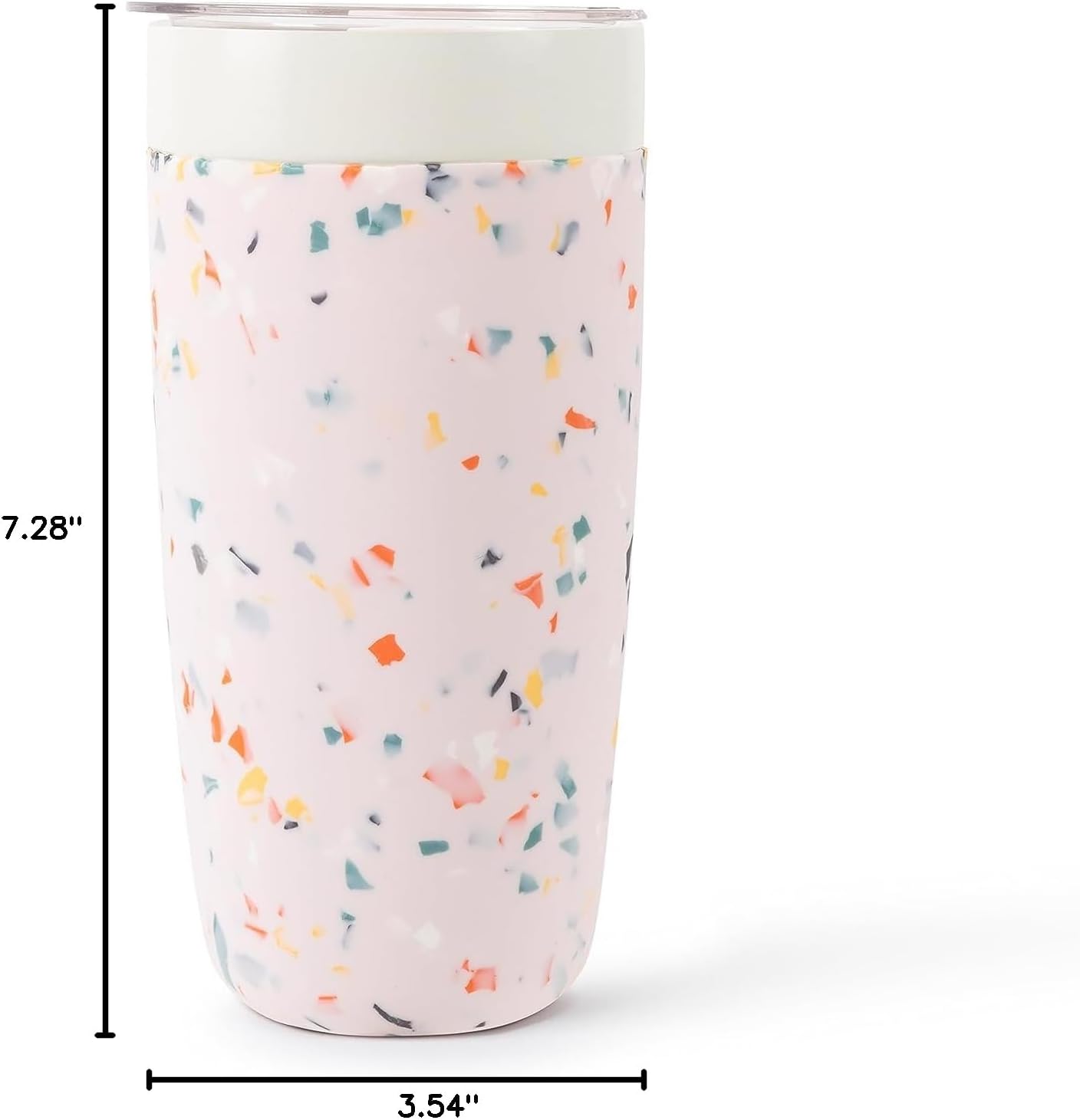 W&P Porter Insulated Tumbler 20 oz | No Metallic Aftertaste Ceramic Coated for Water, Coffee, & Tea | Wide Mouth Vacuum Insulated | Dishwasher Safe, Blush Terrazzo