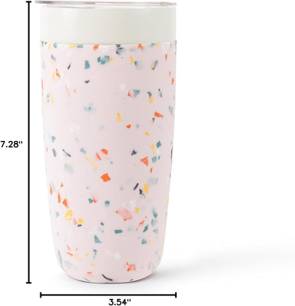 W&P Porter Insulated Tumbler 20 oz | No Metallic Aftertaste Ceramic Coated for Water, Coffee, & Tea | Wide Mouth Vacuum Insulated | Dishwasher Safe, Blush Terrazzo