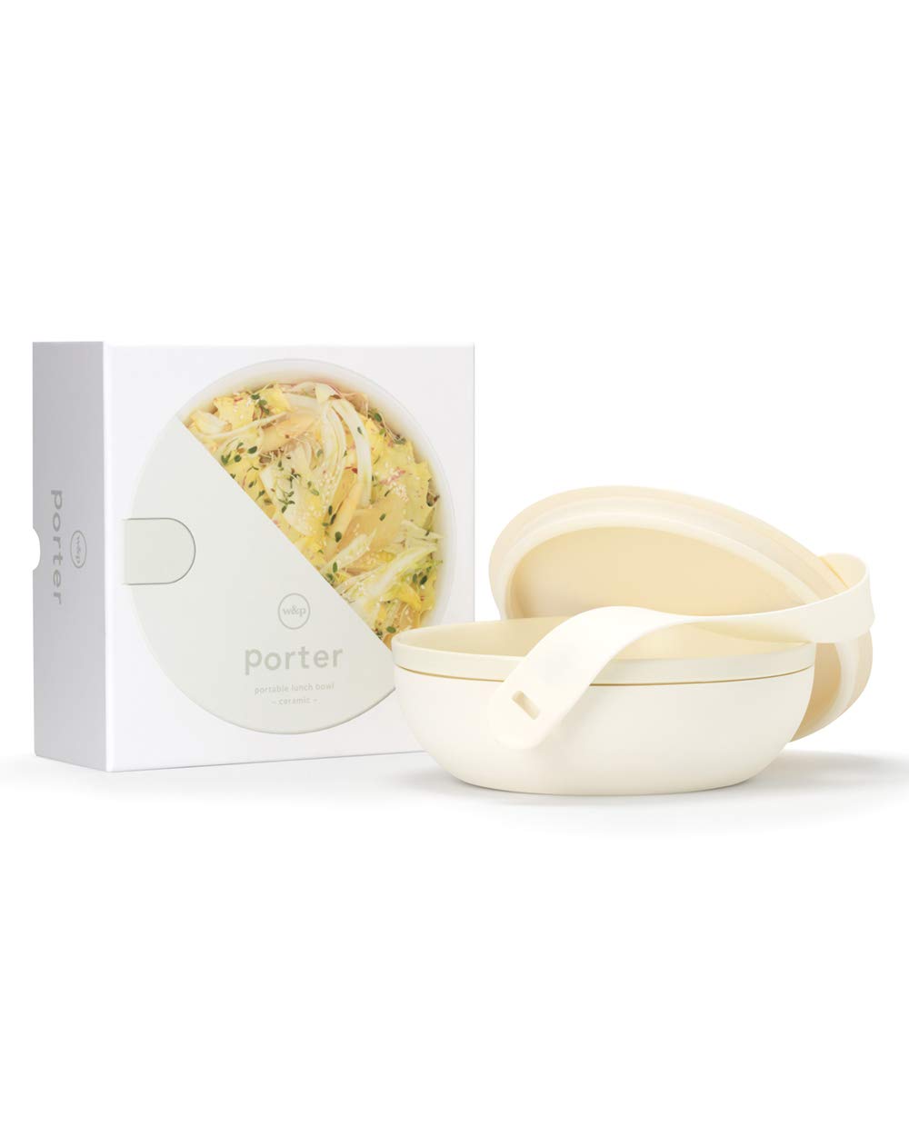 W&P Porter Ceramic Bowl Lunch Container w/ Protective Non-slip Exterior, Mint 1 Liter | Lid & Snap-tight Silicone Strap | Food Storage, Bento Box, Meal Prep | BPA-Free Ceramic