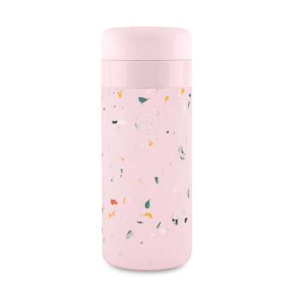 W&P Porter Insulated Bottle 16 oz | Clean Taste Ceramic Coating for Water, Coffee, & Tea | Wide Mouth Vacuum Insulated | Dishwasher Safe, Blush Terrazzo
