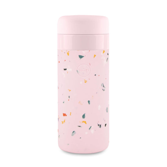 W&P Porter Insulated Bottle 16 oz | Clean Taste Ceramic Coating for Water, Coffee, & Tea | Wide Mouth Vacuum Insulated | Dishwasher Safe, Blush Terrazzo