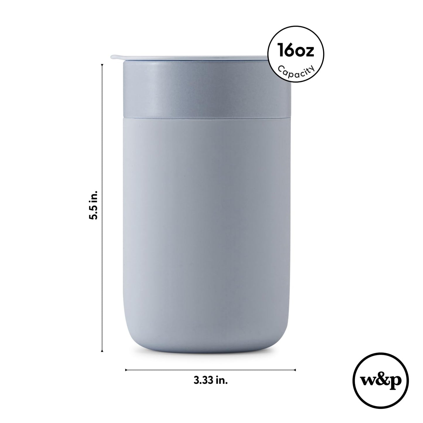 W&P Porter Ceramic Mug w/ Protective Silicone Sleeve, Cream 12 Ounces | On-the-Go | No Seal Tight | Reusable Cup for Coffee or Tea | Portable | Dishwasher Safe (WP-PMC-CM)