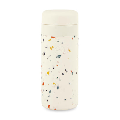 W&P Porter Insulated Bottle 16 oz | Clean Taste Ceramic Coating for Water, Coffee, & Tea | Wide Mouth Vacuum Insulated | Dishwasher Safe, Blush Terrazzo