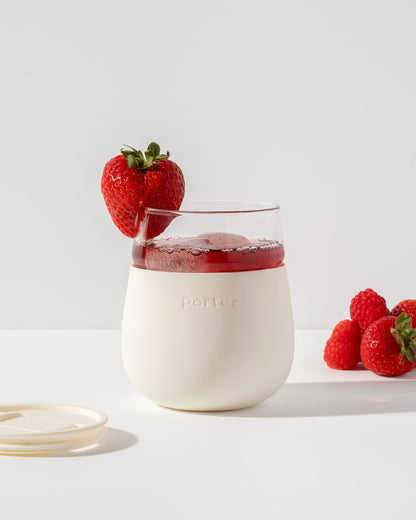 W&P Porter Glass Wide Mouth Bottle w/ Protective Silicone Sleeve | Blush 16 Ounces | On-the-Go | Reusable Bottle | Portable and Lightweight | Dishwasher Safe