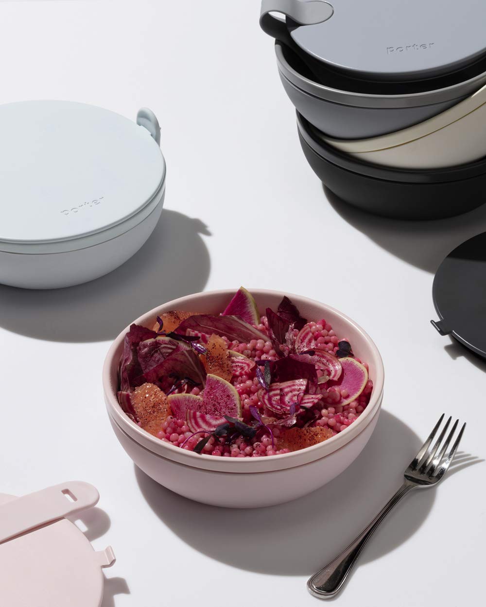 W&P Porter Ceramic Bowl Lunch Container w/ Protective Non-slip Exterior, Mint 1 Liter | Lid & Snap-tight Silicone Strap | Food Storage, Bento Box, Meal Prep | BPA-Free Ceramic