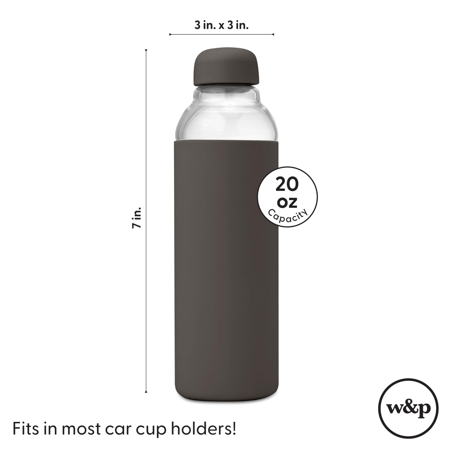 W&P Porter Glass Wide Mouth Bottle w/ Protective Silicone Sleeve | Blush 16 Ounces | On-the-Go | Reusable Bottle | Portable and Lightweight | Dishwasher Safe