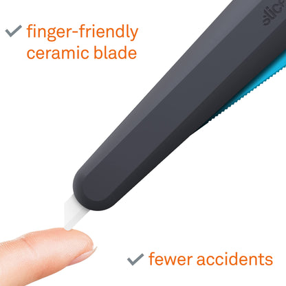 Slice 10563 Smart-Retracting Squeeze-Trigger Utility Knife, Safer Choice, Never Rusts, Lasts 11x Longer Than Metal, Finger Friendly Ceramic Blade, 1 Pack