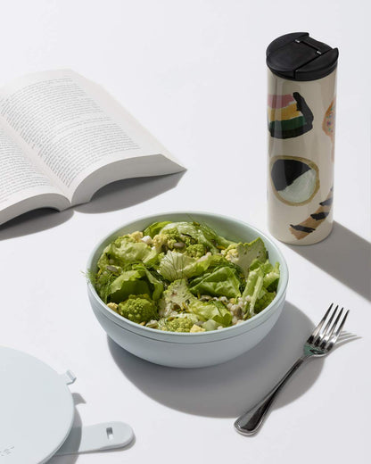 W&P Porter Ceramic Bowl Lunch Container w/ Protective Non-slip Exterior, Mint 1 Liter | Lid & Snap-tight Silicone Strap | Food Storage, Bento Box, Meal Prep | BPA-Free Ceramic