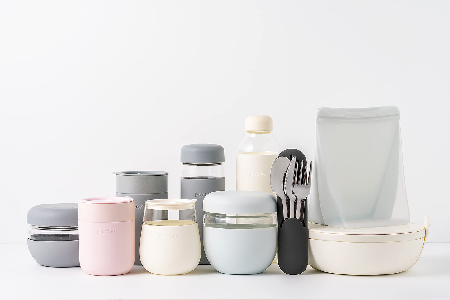 W&P Porter Glass Wide Mouth Bottle w/ Protective Silicone Sleeve | Blush 16 Ounces | On-the-Go | Reusable Bottle | Portable and Lightweight | Dishwasher Safe