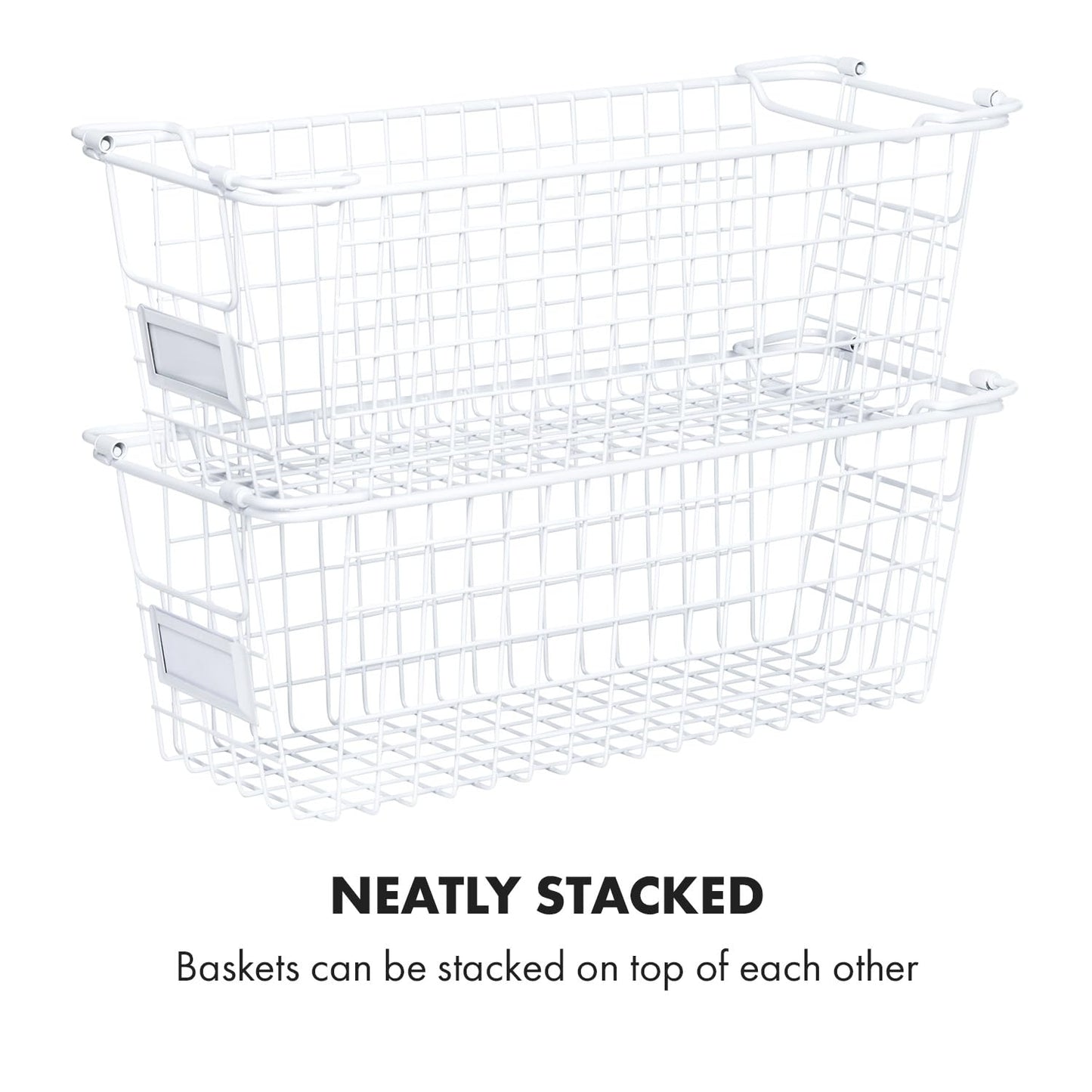 Granrosi XL Stackable Wire Baskets for Organizing - Set of 2
