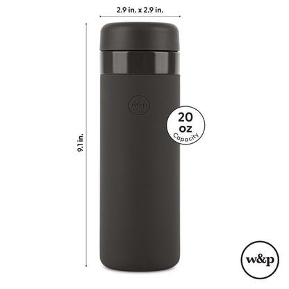 W&P Porter Insulated Bottle 16 oz | Clean Taste Ceramic Coating for Water, Coffee, & Tea | Wide Mouth Vacuum Insulated | Dishwasher Safe, Blush Terrazzo