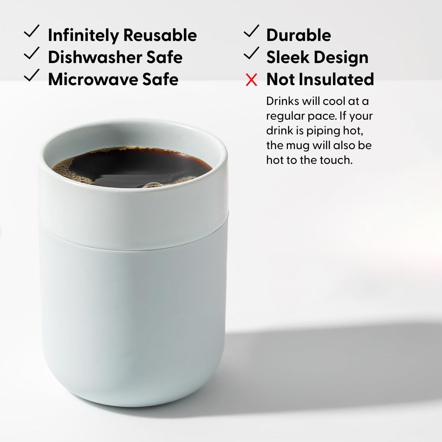 W&P Porter Ceramic Mug w/ Protective Silicone Sleeve, Cream 12 Ounces | On-the-Go | No Seal Tight | Reusable Cup for Coffee or Tea | Portable | Dishwasher Safe (WP-PMC-CM)