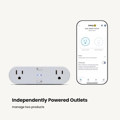 Safety 1st Connected Dual Smart Outlet — Wi-Fi Plug, No Hub Required, Independently Controllable Outlets, Timer & Schedule, ETL Certified, Wi-Fi Controlled, iOS and Android Compatible