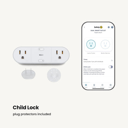 Safety 1st Connected Dual Smart Outlet — Wi-Fi Plug, No Hub Required, Independently Controllable Outlets, Timer & Schedule, ETL Certified, Wi-Fi Controlled, iOS and Android Compatible