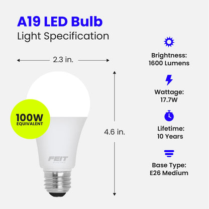 Feit Electric A19 100W LED Dimmable Bulbs