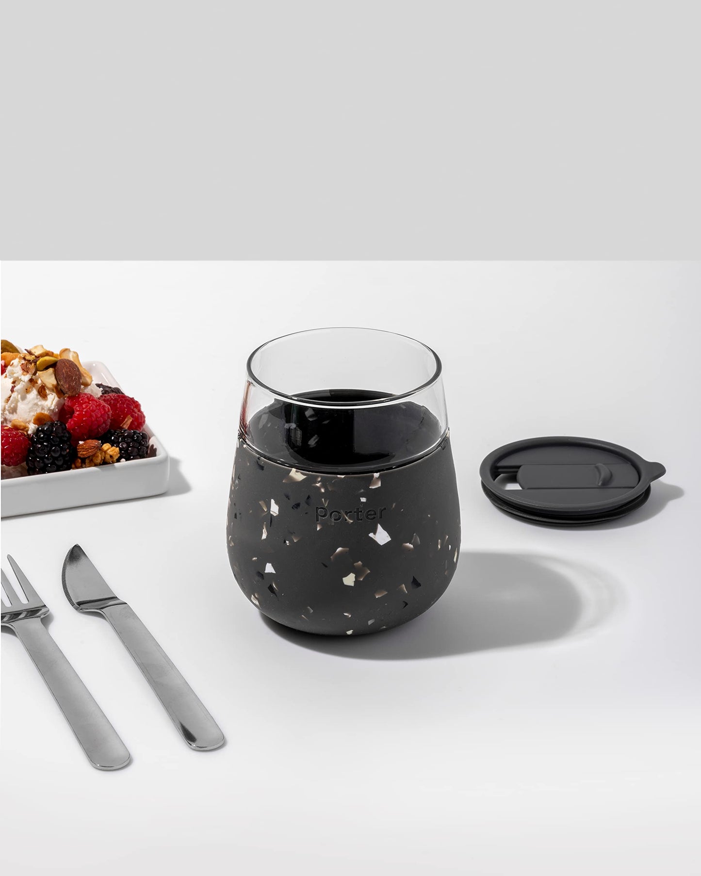 W&P Porter Glass Wide Mouth Bottle w/ Protective Silicone Sleeve | Blush 16 Ounces | On-the-Go | Reusable Bottle | Portable and Lightweight | Dishwasher Safe