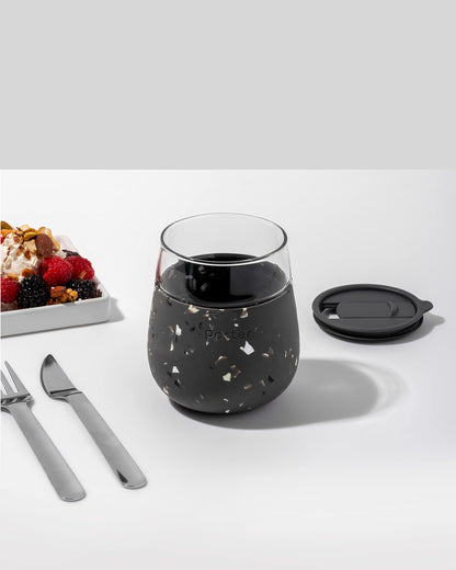 W&P Porter Glass Wide Mouth Bottle w/ Protective Silicone Sleeve | Blush 16 Ounces | On-the-Go | Reusable Bottle | Portable and Lightweight | Dishwasher Safe