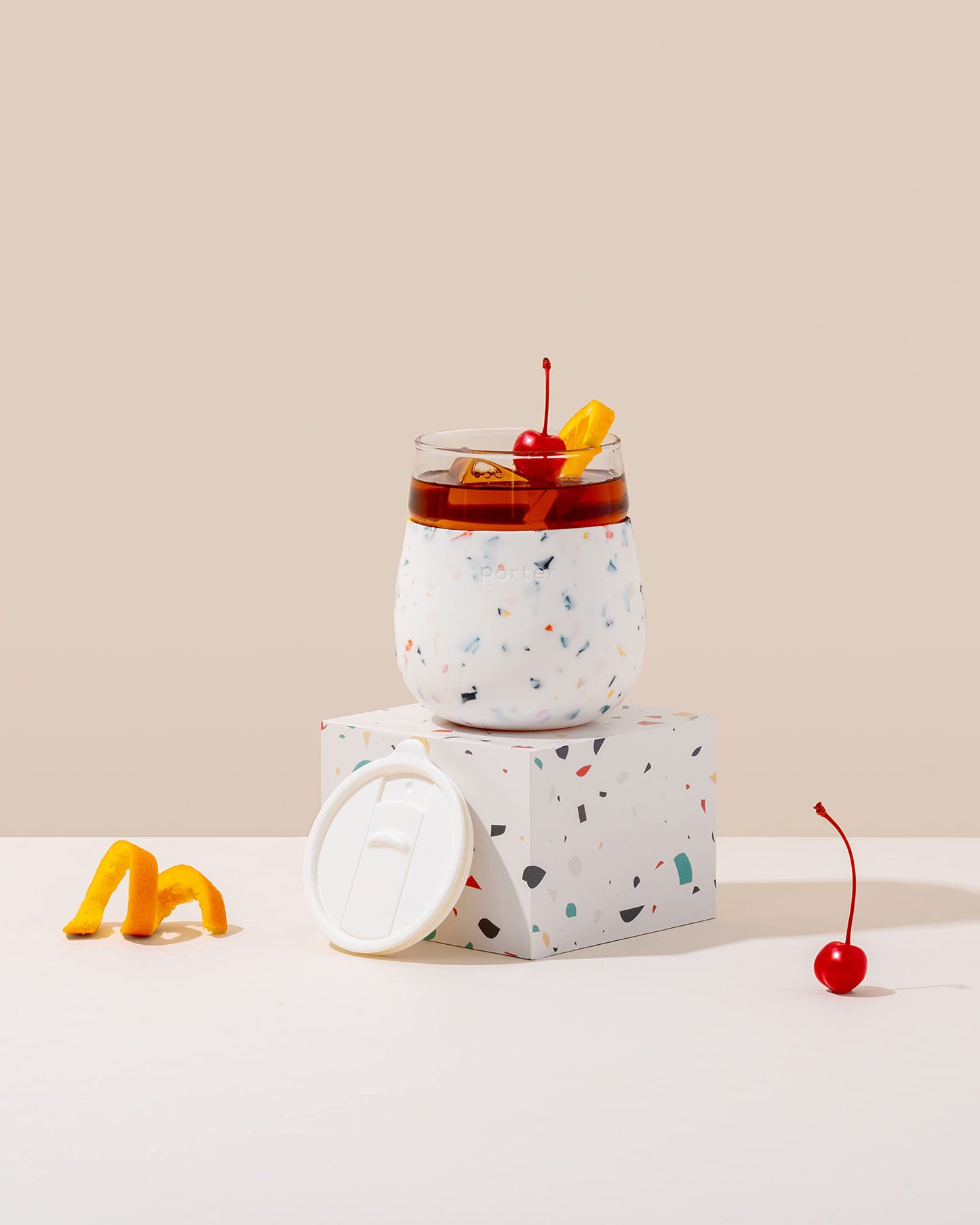 W&P Porter Glass Wide Mouth Bottle w/ Protective Silicone Sleeve | Blush 16 Ounces | On-the-Go | Reusable Bottle | Portable and Lightweight | Dishwasher Safe