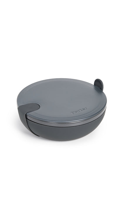 W&P Porter Ceramic Bowl Lunch Container w/ Protective Non-slip Exterior, Mint 1 Liter | Lid & Snap-tight Silicone Strap | Food Storage, Bento Box, Meal Prep | BPA-Free Ceramic