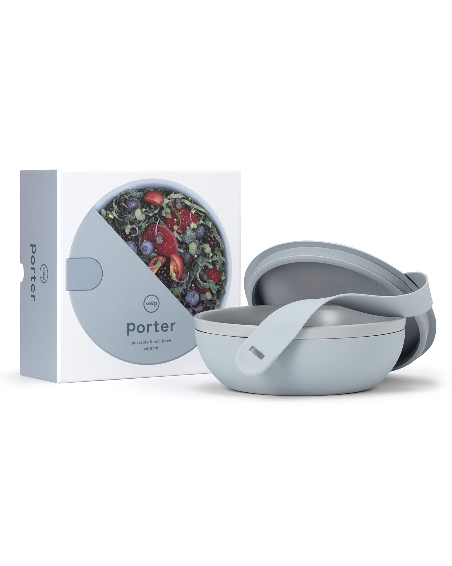 W&P Porter Ceramic Bowl Lunch Container w/ Protective Non-slip Exterior, Mint 1 Liter | Lid & Snap-tight Silicone Strap | Food Storage, Bento Box, Meal Prep | BPA-Free Ceramic