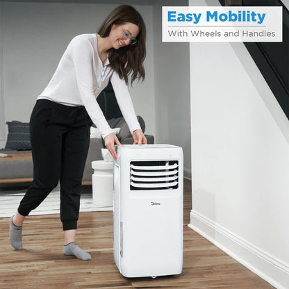 Midea 6,000 BTU ASHRAE (5,000 BTU SACC) Portable Air Conditioner, Cools up to 150 Sq. Ft., with Dehumidifier & Fan mode, Easy- to-use Remote Control & Window Installation Kit Included