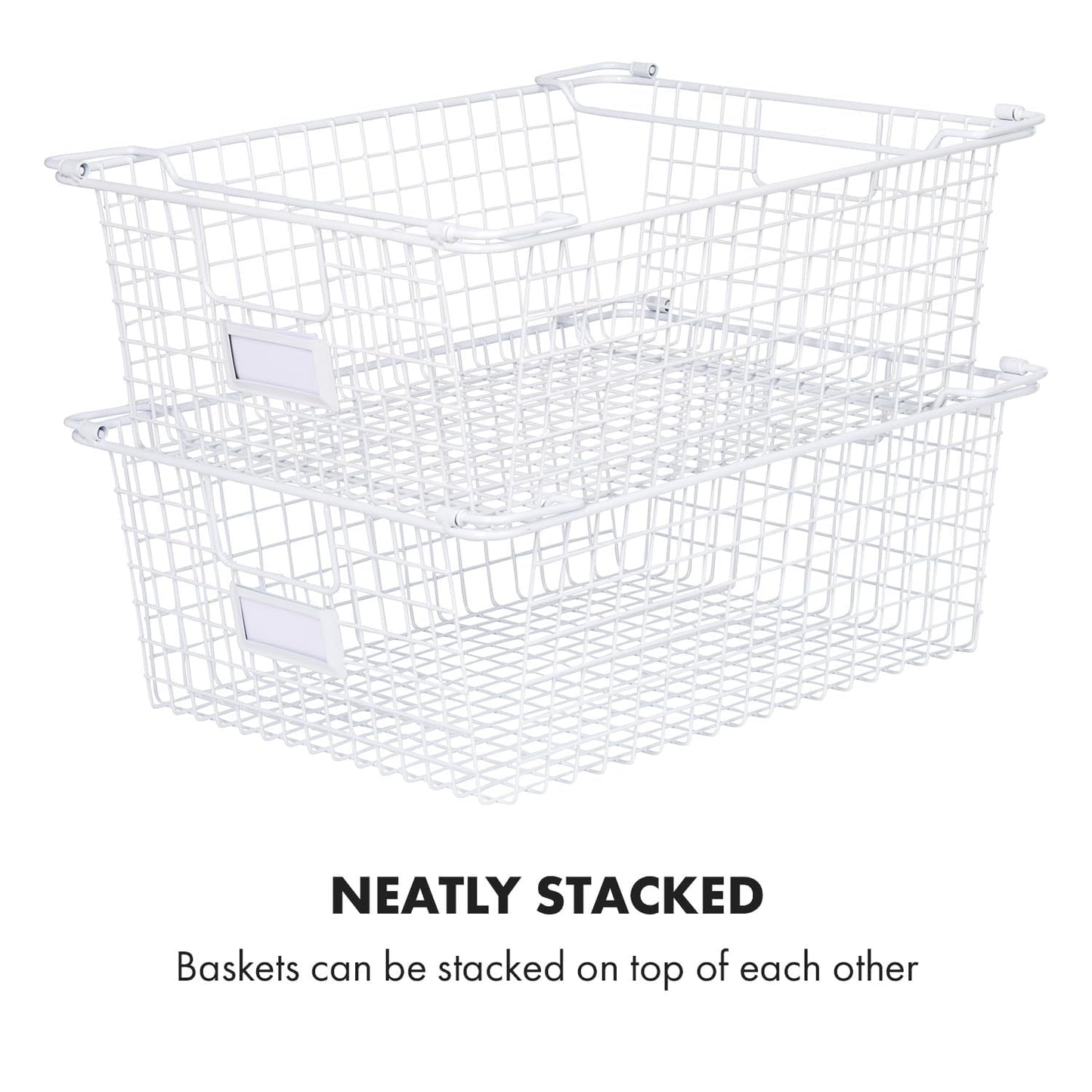 Granrosi XL Stackable Wire Baskets for Organizing - Set of 2