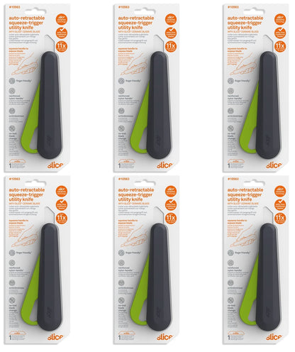 Slice 10563 Smart-Retracting Squeeze-Trigger Utility Knife, Safer Choice, Never Rusts, Lasts 11x Longer Than Metal, Finger Friendly Ceramic Blade, 1 Pack