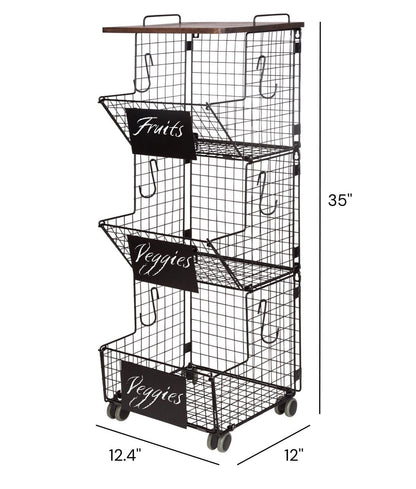 Granrosi XL Stackable Wire Baskets for Organizing - Set of 2