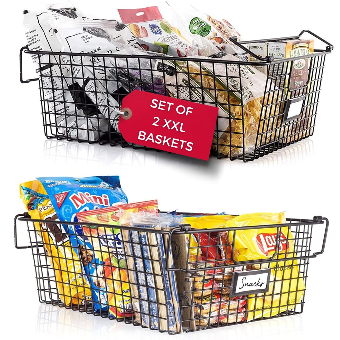 Granrosi XL Stackable Wire Baskets for Organizing - Set of 2