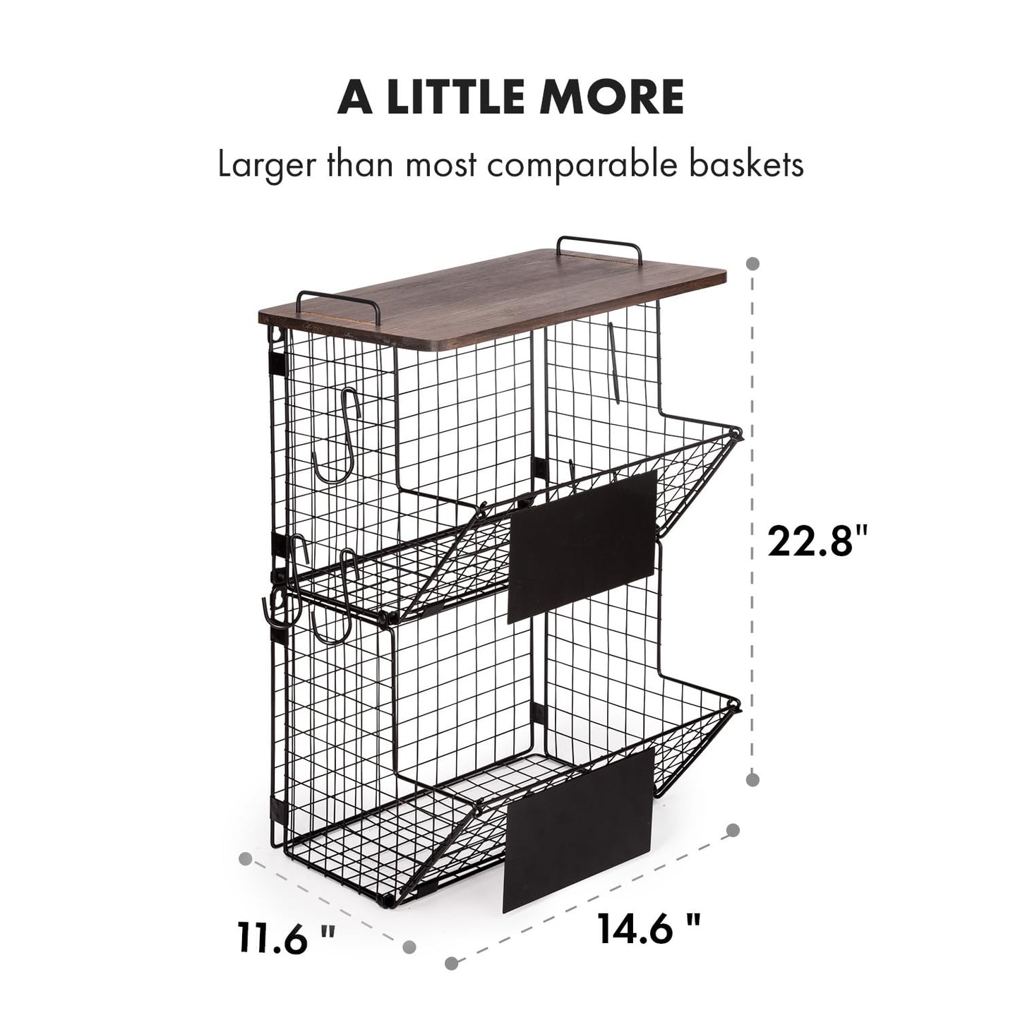 Granrosi XL Stackable Wire Baskets for Organizing - Set of 2