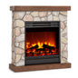 Klarstein Lienz Electric Fire with Flame Effect - Electric Fireplace, Electric Fire Place, 900/1800W, OpenWindow Detection, Dimmable Light, Weekly Timer, Thermostat, Remote, Stone Look, Brown