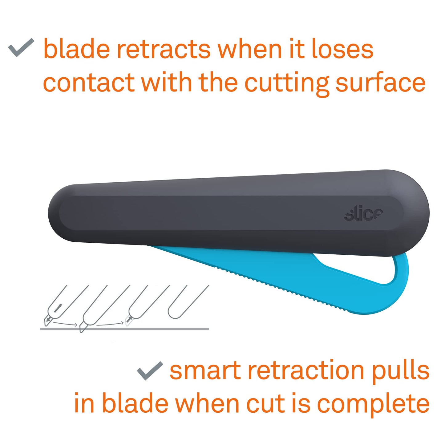 Slice 10563 Smart-Retracting Squeeze-Trigger Utility Knife, Safer Choice, Never Rusts, Lasts 11x Longer Than Metal, Finger Friendly Ceramic Blade, 1 Pack
