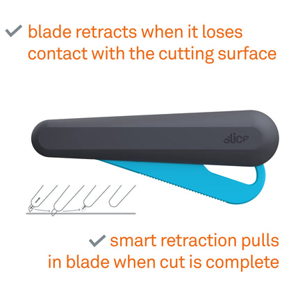 Slice 10563 Smart-Retracting Squeeze-Trigger Utility Knife, Safer Choice, Never Rusts, Lasts 11x Longer Than Metal, Finger Friendly Ceramic Blade, 1 Pack
