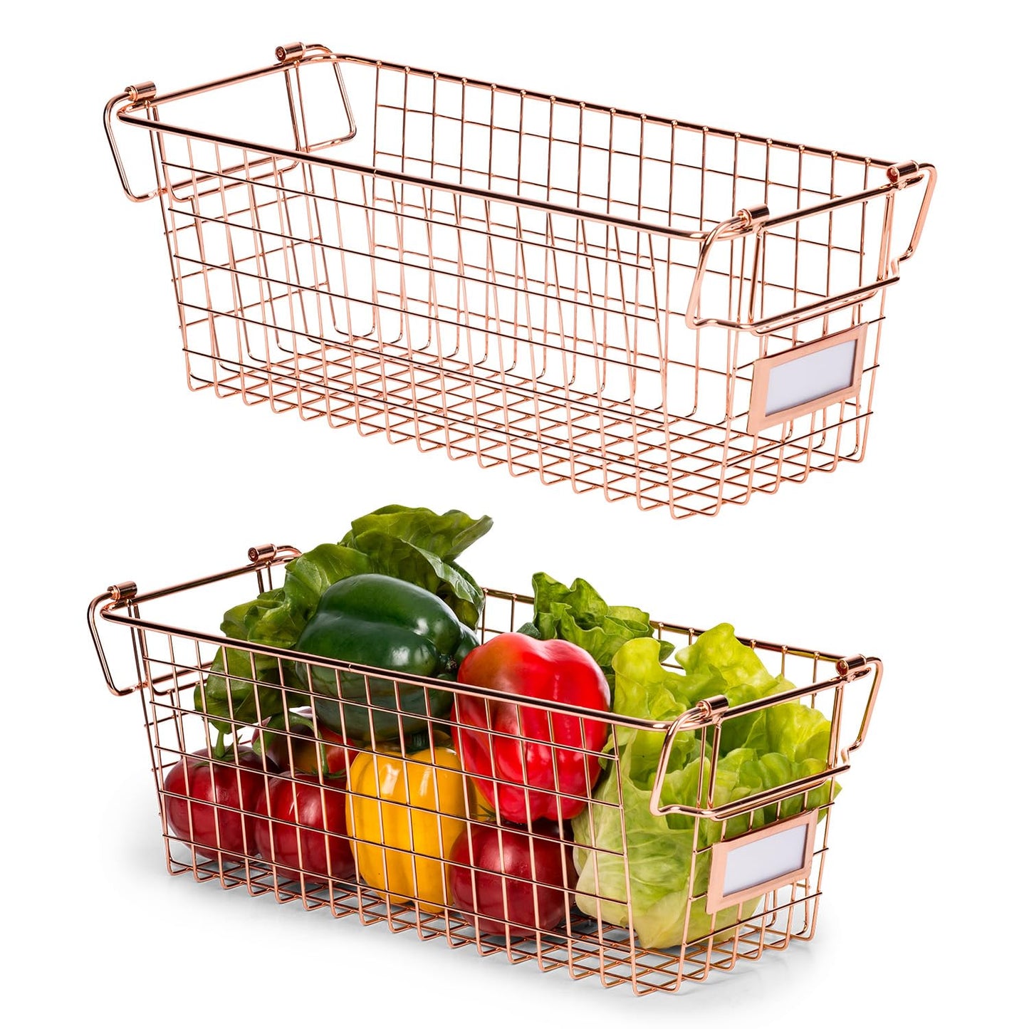 Granrosi XL Stackable Wire Baskets for Organizing - Set of 2