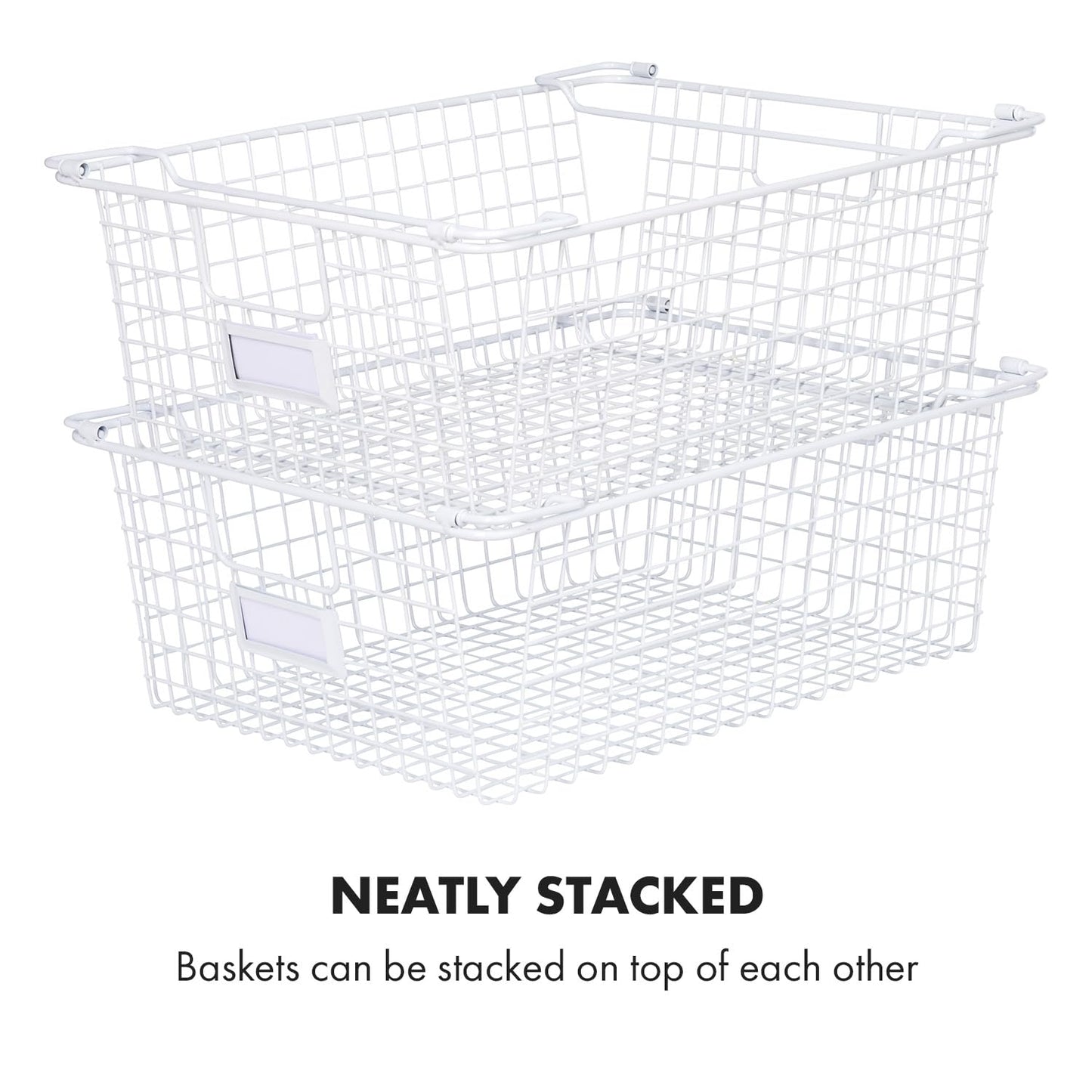 Granrosi XL Stackable Wire Baskets for Organizing - Set of 2