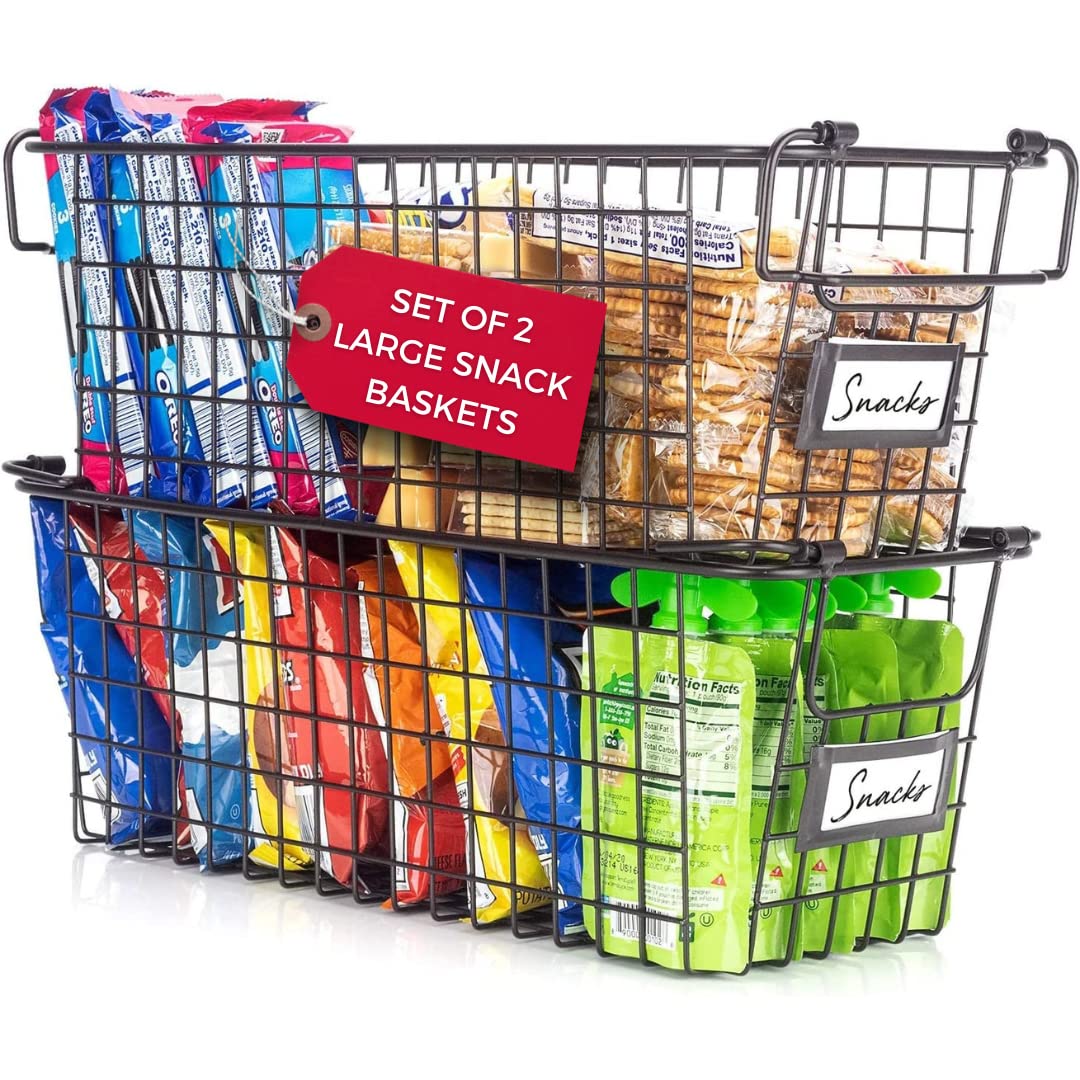 Granrosi XL Stackable Wire Baskets for Organizing - Set of 2