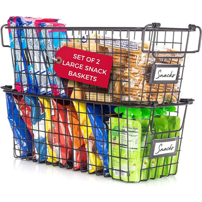 Granrosi XL Stackable Wire Baskets for Organizing - Set of 2