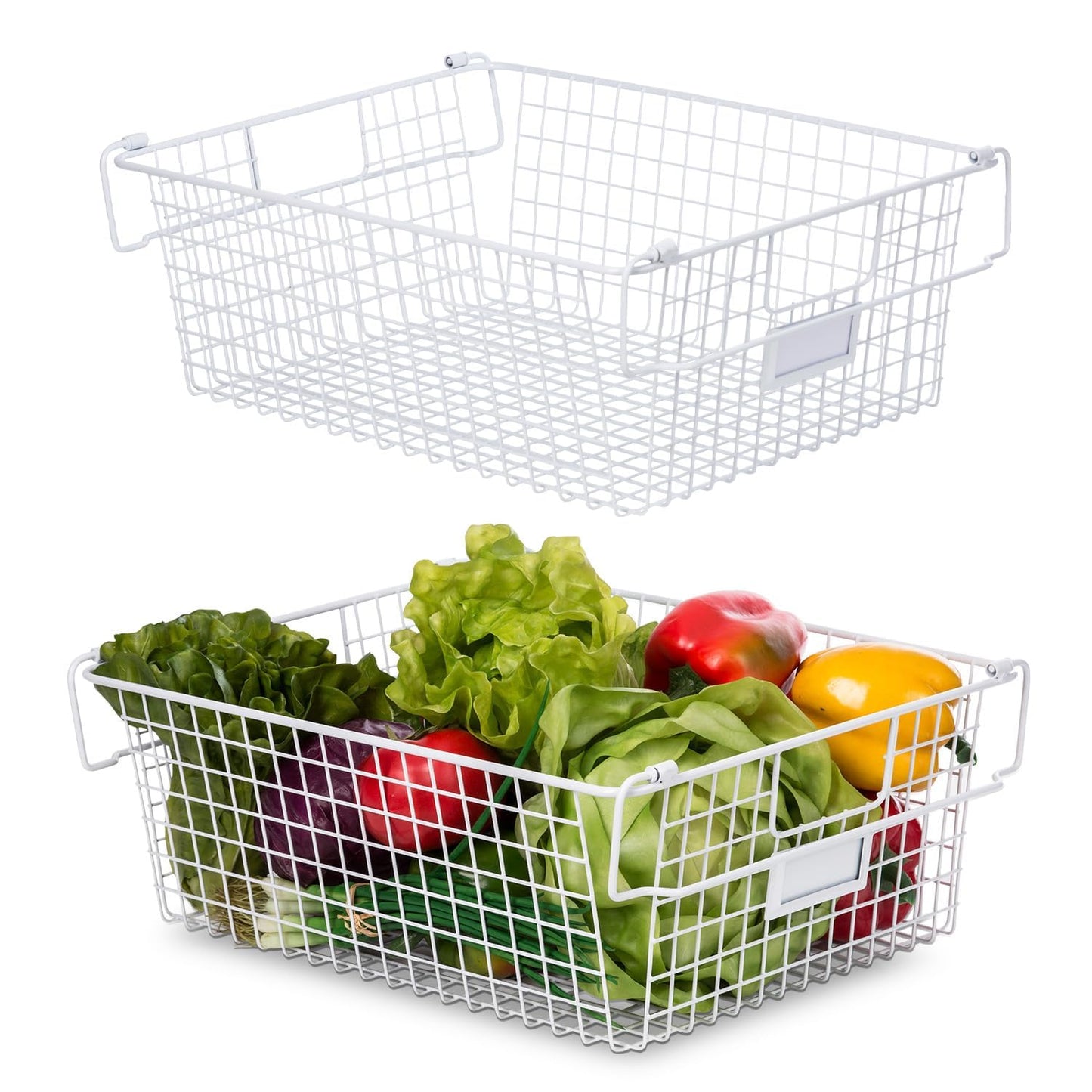 Granrosi XL Stackable Wire Baskets for Organizing - Set of 2