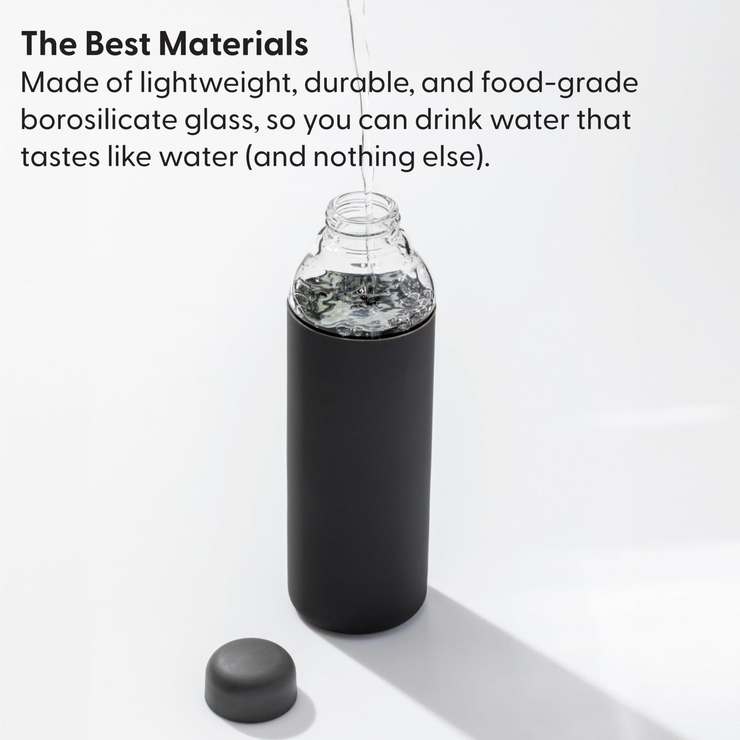 W&P Porter Glass Wide Mouth Bottle w/ Protective Silicone Sleeve | Blush 16 Ounces | On-the-Go | Reusable Bottle | Portable and Lightweight | Dishwasher Safe