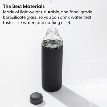 W&P Porter Glass Wide Mouth Bottle w/ Protective Silicone Sleeve | Blush 16 Ounces | On-the-Go | Reusable Bottle | Portable and Lightweight | Dishwasher Safe