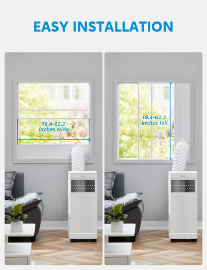 Midea 6,000 BTU ASHRAE (5,000 BTU SACC) Portable Air Conditioner, Cools up to 150 Sq. Ft., with Dehumidifier & Fan mode, Easy- to-use Remote Control & Window Installation Kit Included
