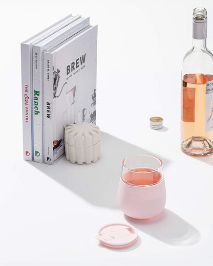 W&P Porter Glass Wide Mouth Bottle w/ Protective Silicone Sleeve | Blush 16 Ounces | On-the-Go | Reusable Bottle | Portable and Lightweight | Dishwasher Safe